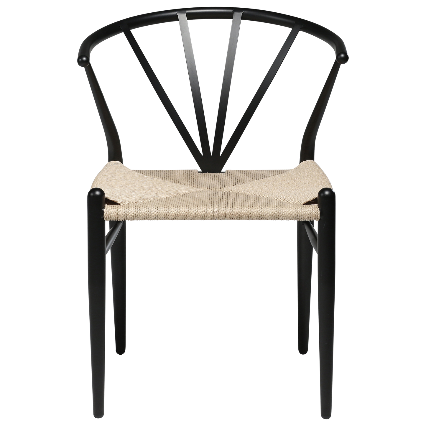 [var:Bezug=Schwarze Lackbeine mit Sitz aus natürlichem Papierkordel] DELTA Stuhl