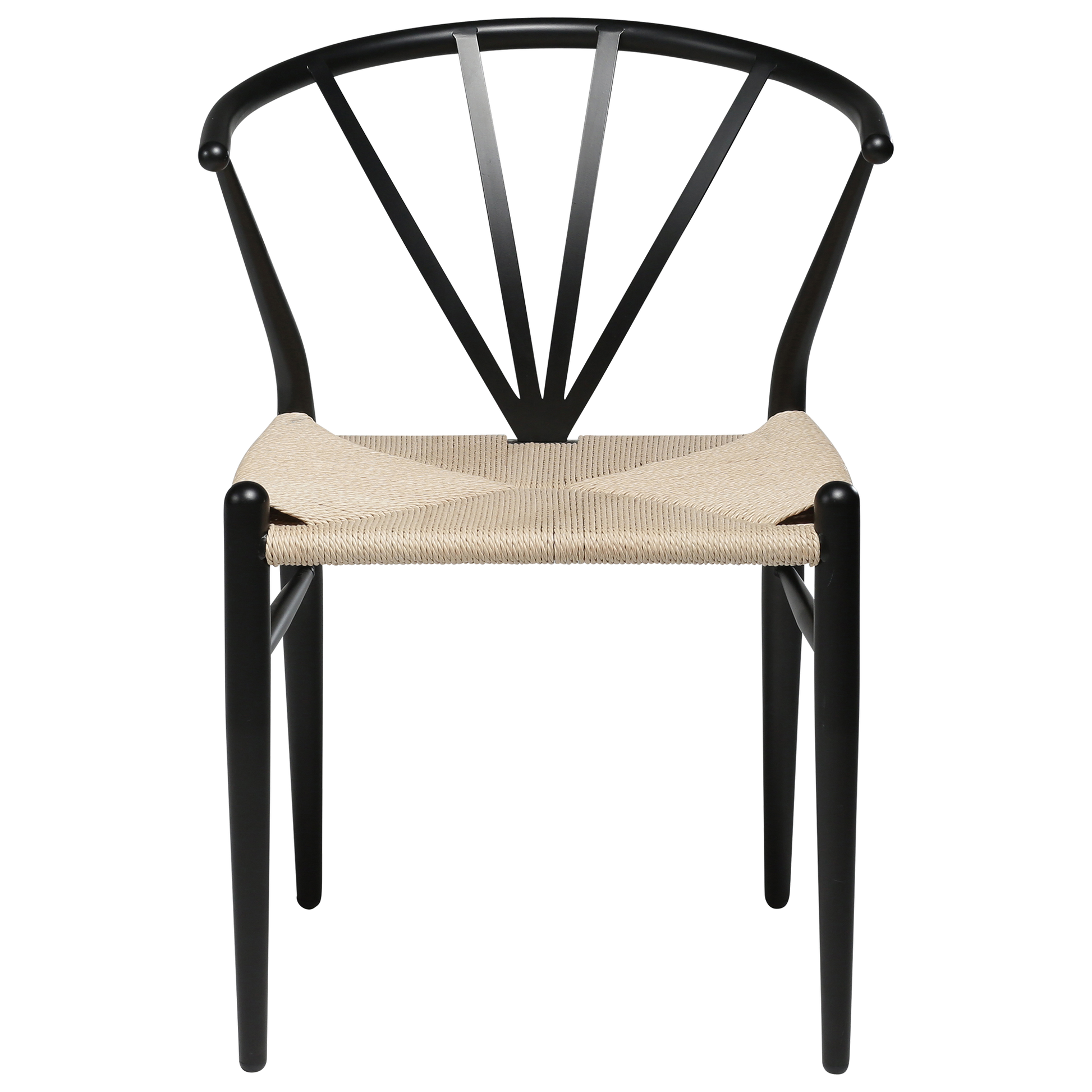 [var:Bezug=Schwarze Lackbeine mit Sitz aus natürlichem Papierkordel] DELTA Stuhl