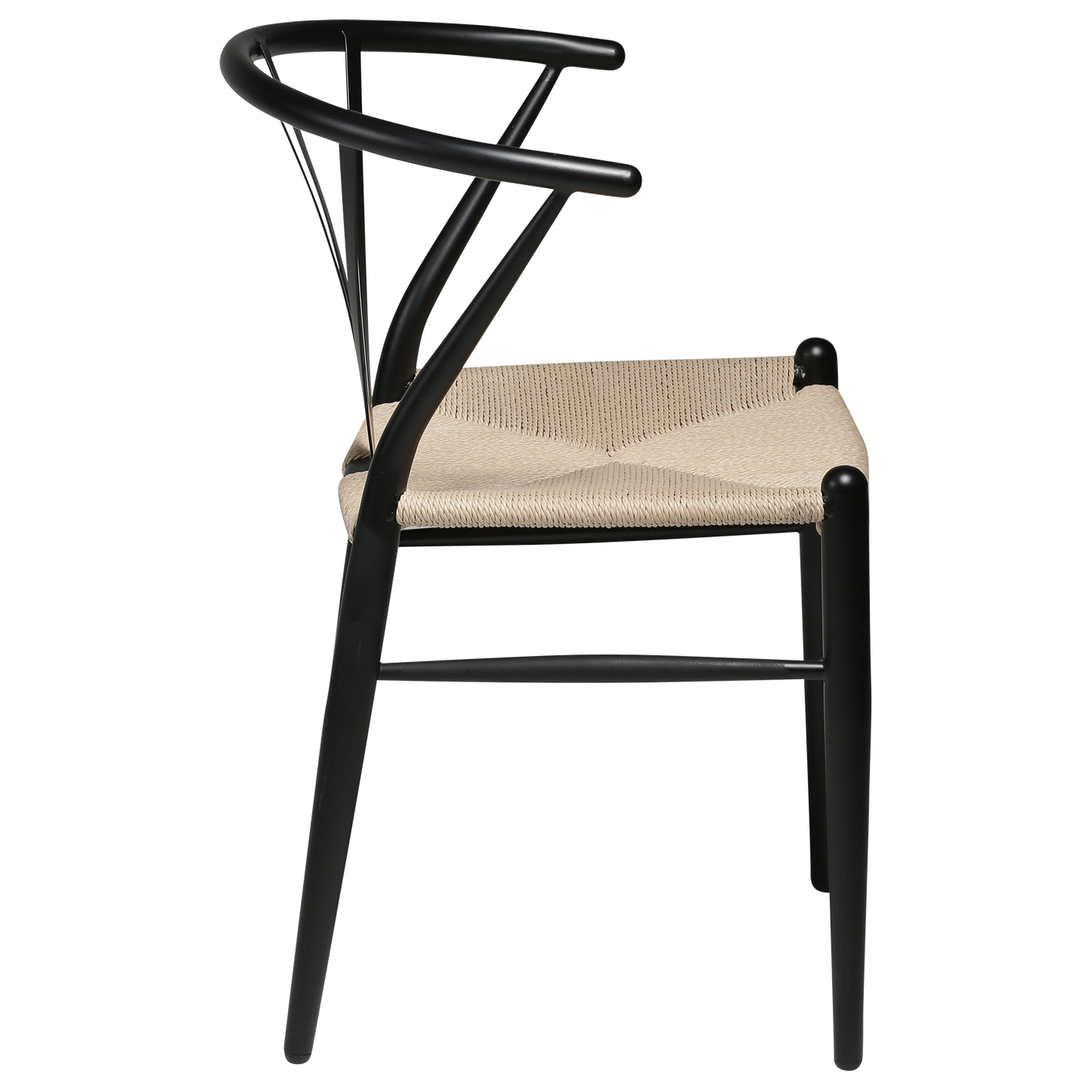 [var:Bezug=Schwarze Lackbeine mit Sitz aus natürlichem Papierkordel] DELTA Stuhl