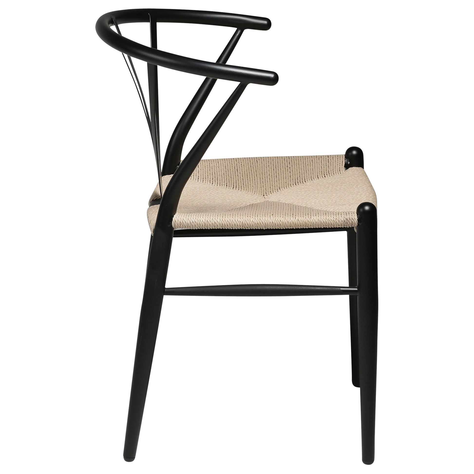 [var:Bezug=Schwarze Lackbeine mit Sitz aus natürlichem Papierkordel] DELTA Stuhl