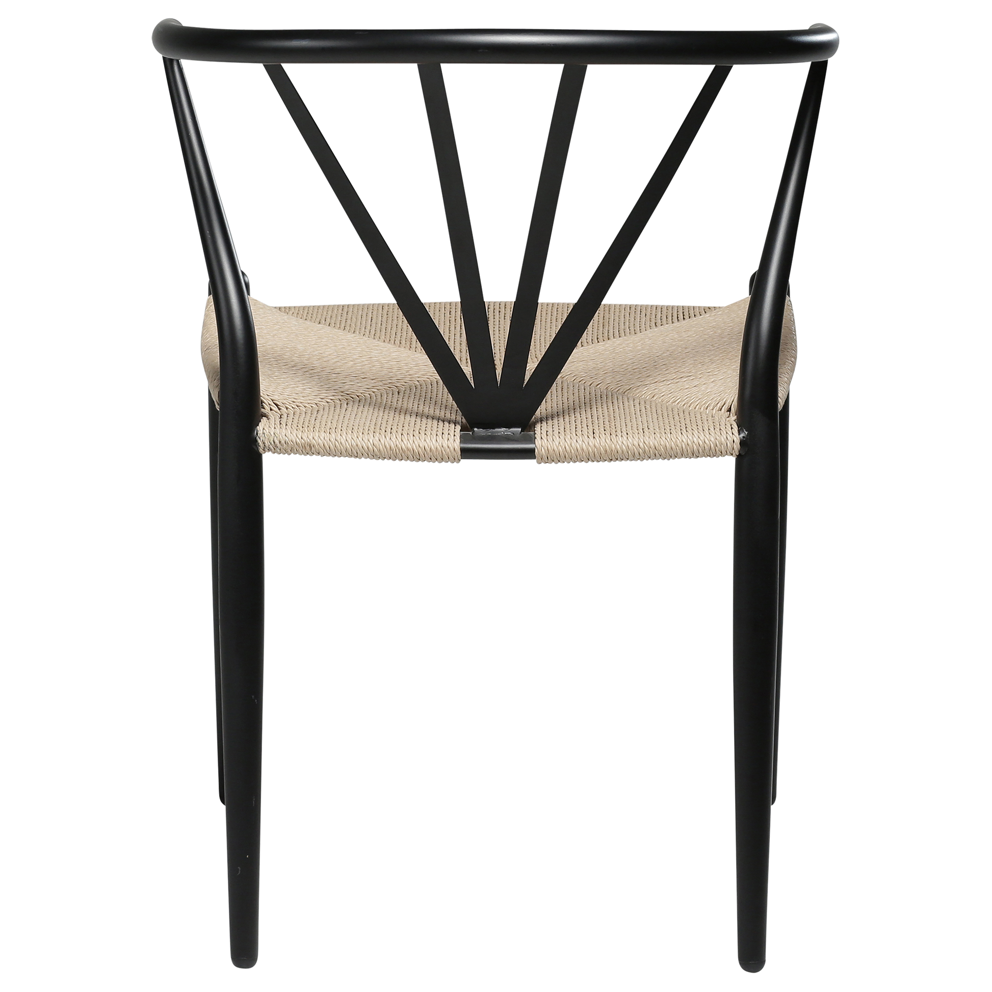 [var:Bezug=Schwarze Lackbeine mit Sitz aus natürlichem Papierkordel] DELTA Stuhl