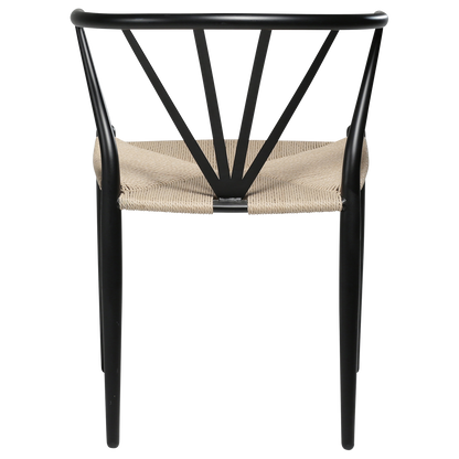 [var:Bezug=Schwarze Lackbeine mit Sitz aus natürlichem Papierkordel] DELTA Stuhl