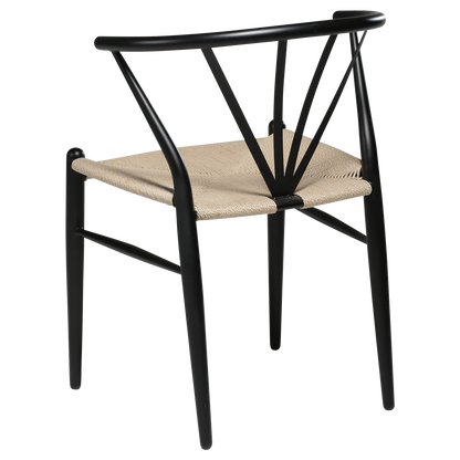 [var:Bezug=Schwarze Lackbeine mit Sitz aus natürlichem Papierkordel] DELTA Stuhl