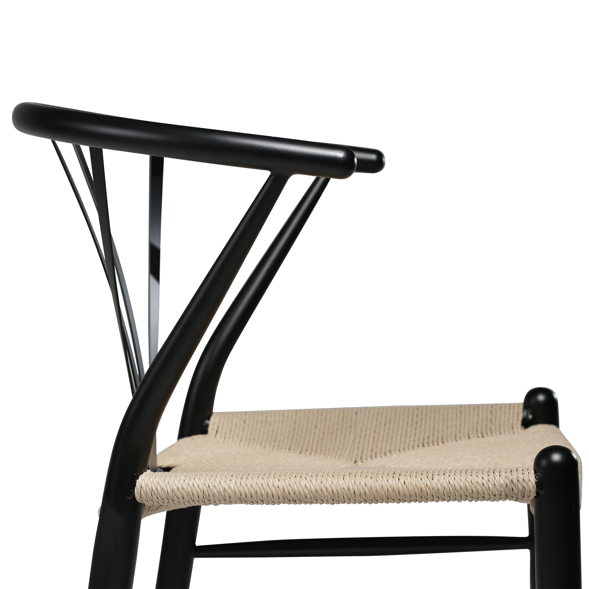 [var:Bezug=Schwarze Lackbeine mit Sitz aus natürlichem Papierkordel] DELTA Stuhl