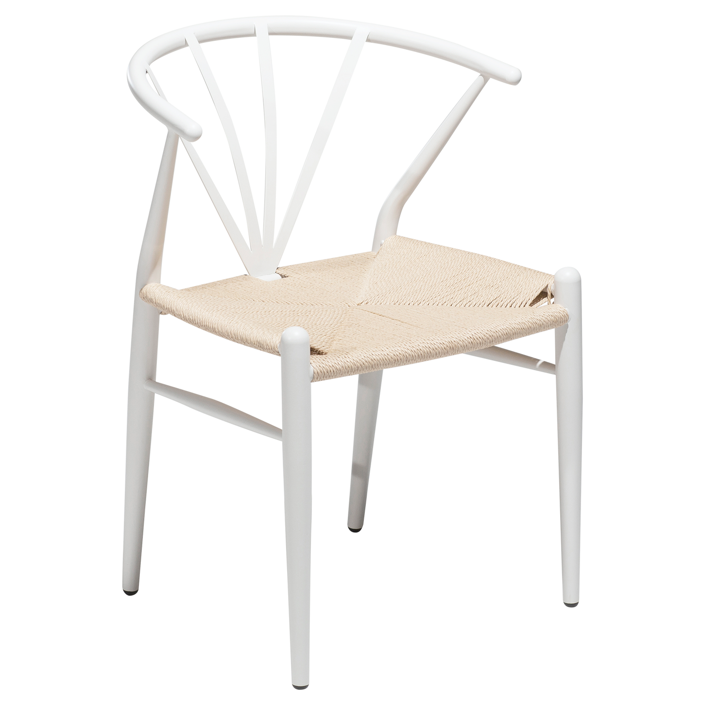 [var:Bezug=Weiße Lackbeine mit Sitz aus natürlichem Papierkordel] DELTA Stuhl