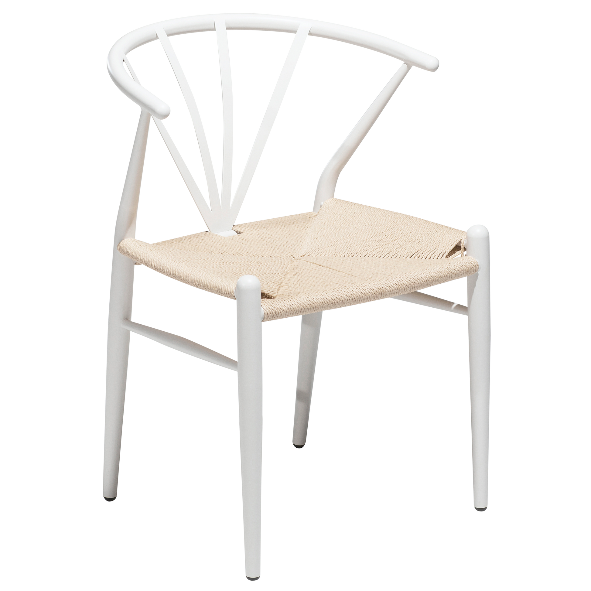 [var:Bezug=Weiße Lackbeine mit Sitz aus natürlichem Papierkordel] DELTA Stuhl