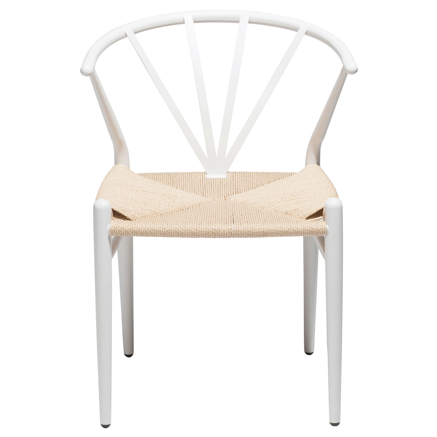[var:Bezug=Weiße Lackbeine mit Sitz aus natürlichem Papierkordel] DELTA Stuhl