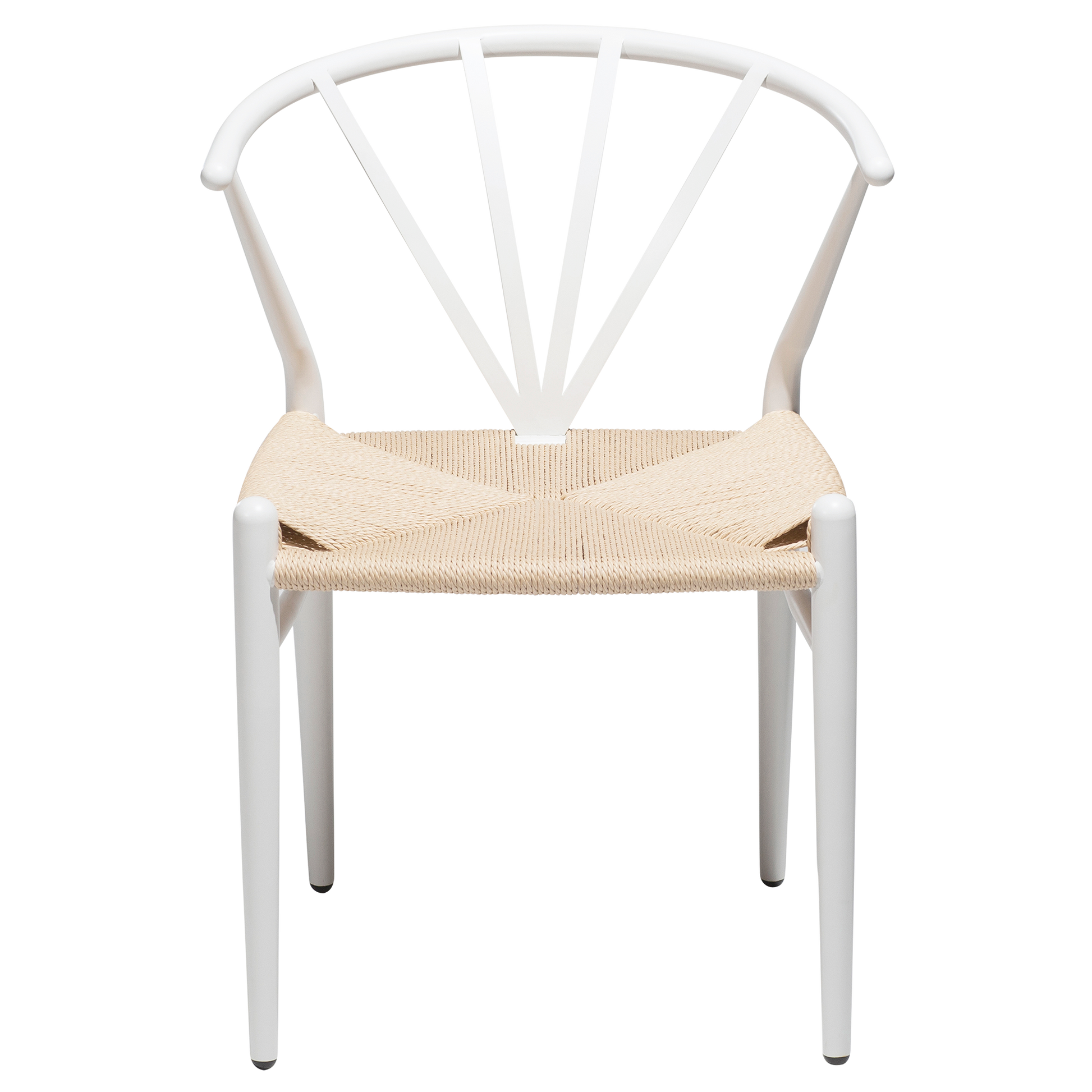 [var:Bezug=Weiße Lackbeine mit Sitz aus natürlichem Papierkordel] DELTA Stuhl