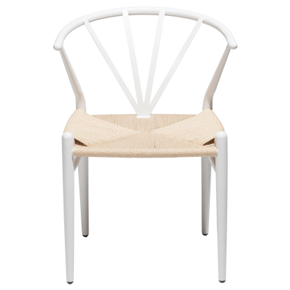 [var:Bezug=Weiße Lackbeine mit Sitz aus natürlichem Papierkordel] DELTA Stuhl