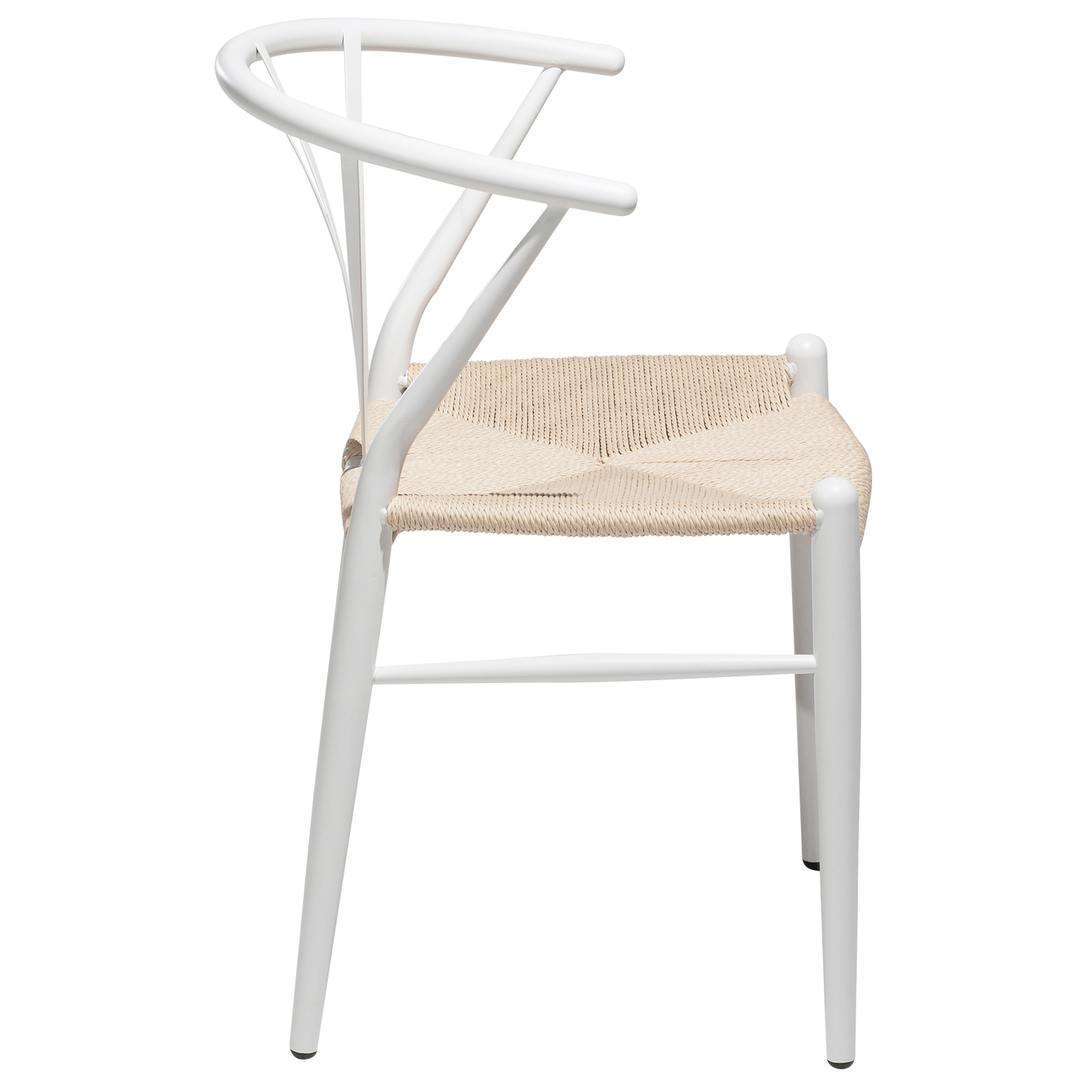 [var:Bezug=Weiße Lackbeine mit Sitz aus natürlichem Papierkordel] DELTA Stuhl