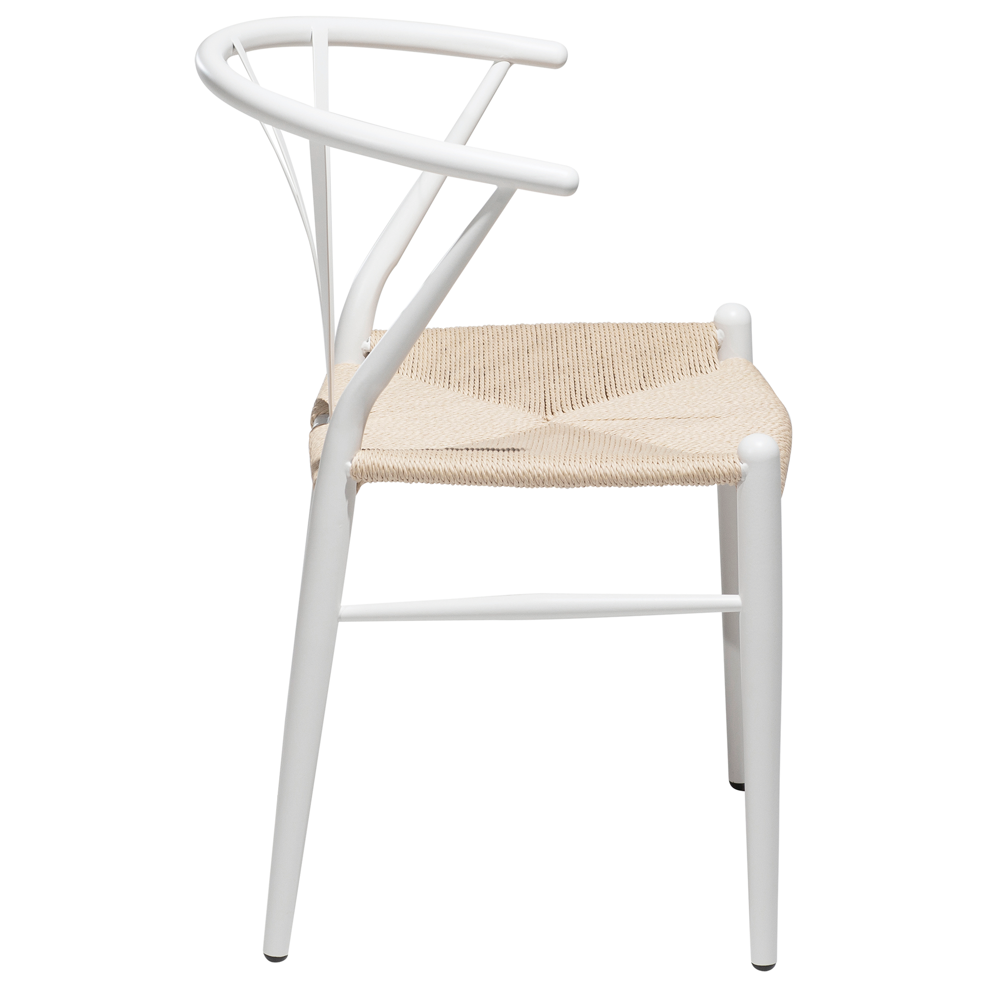 [var:Bezug=Weiße Lackbeine mit Sitz aus natürlichem Papierkordel] DELTA Stuhl