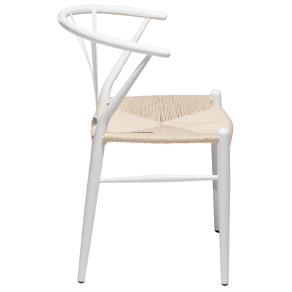 [var:Bezug=Weiße Lackbeine mit Sitz aus natürlichem Papierkordel] DELTA Stuhl