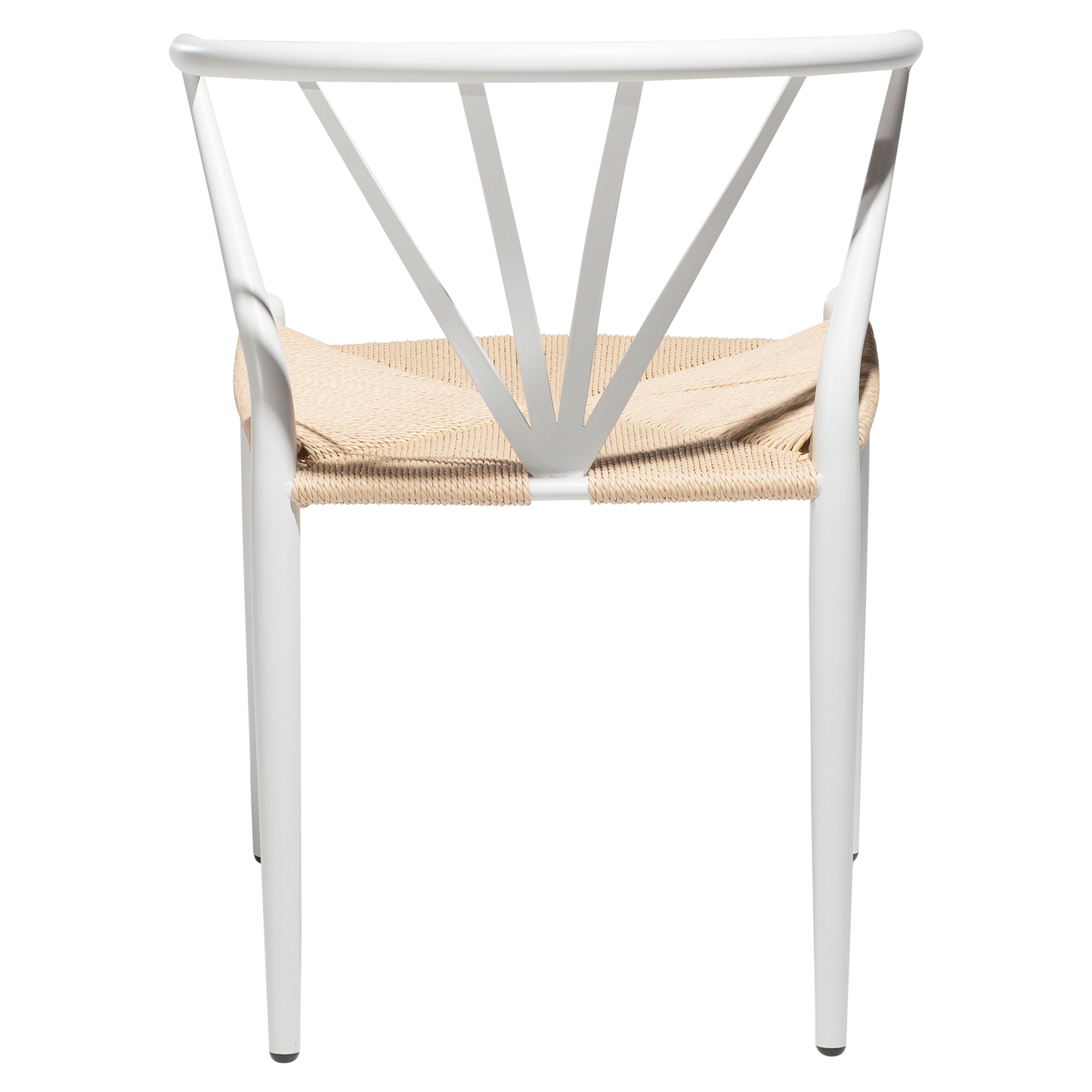 [var:Bezug=Weiße Lackbeine mit Sitz aus natürlichem Papierkordel] DELTA Stuhl