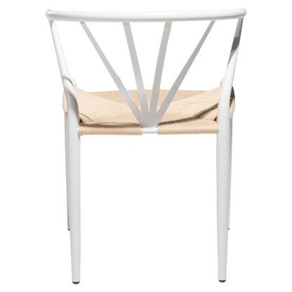 [var:Bezug=Weiße Lackbeine mit Sitz aus natürlichem Papierkordel] DELTA Stuhl