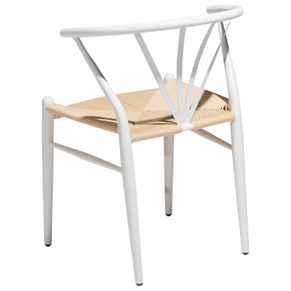 [var:Bezug=Weiße Lackbeine mit Sitz aus natürlichem Papierkordel] DELTA Stuhl