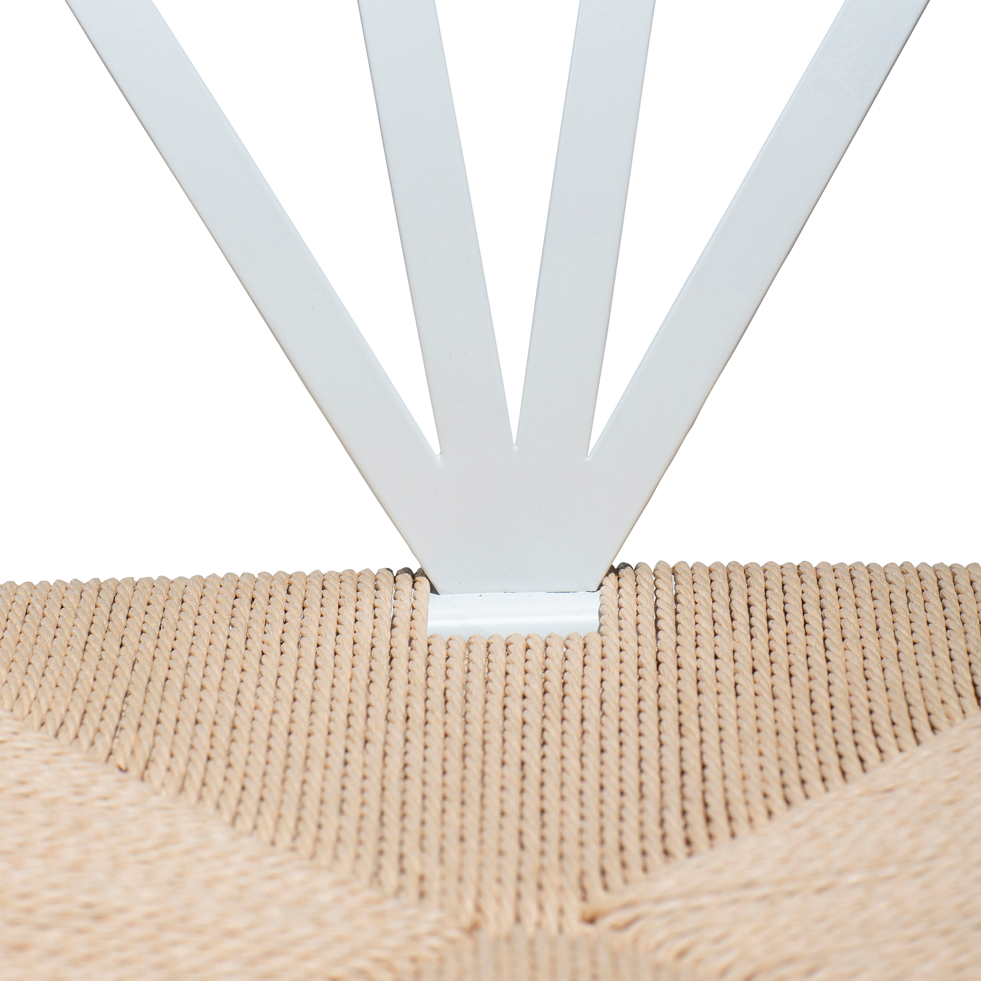 [var:Bezug=Weiße Lackbeine mit Sitz aus natürlichem Papierkordel] DELTA Stuhl