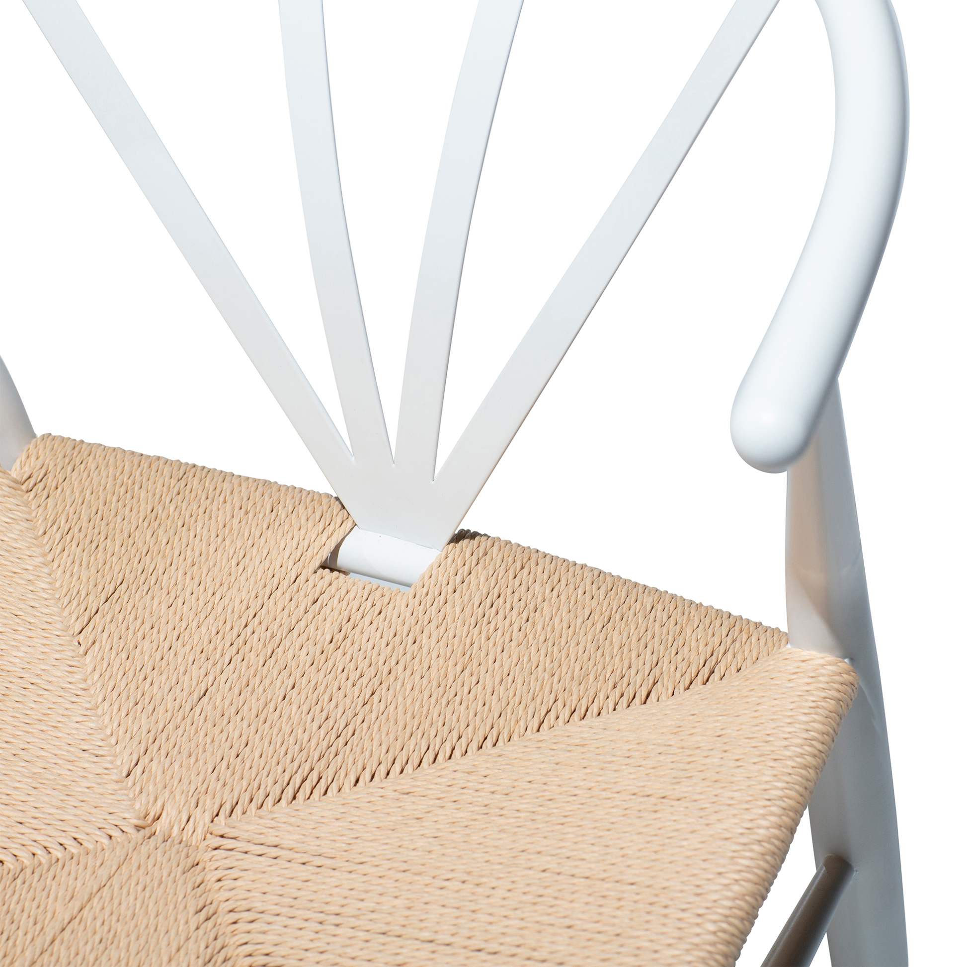 [var:Bezug=Weiße Lackbeine mit Sitz aus natürlichem Papierkordel] DELTA Stuhl