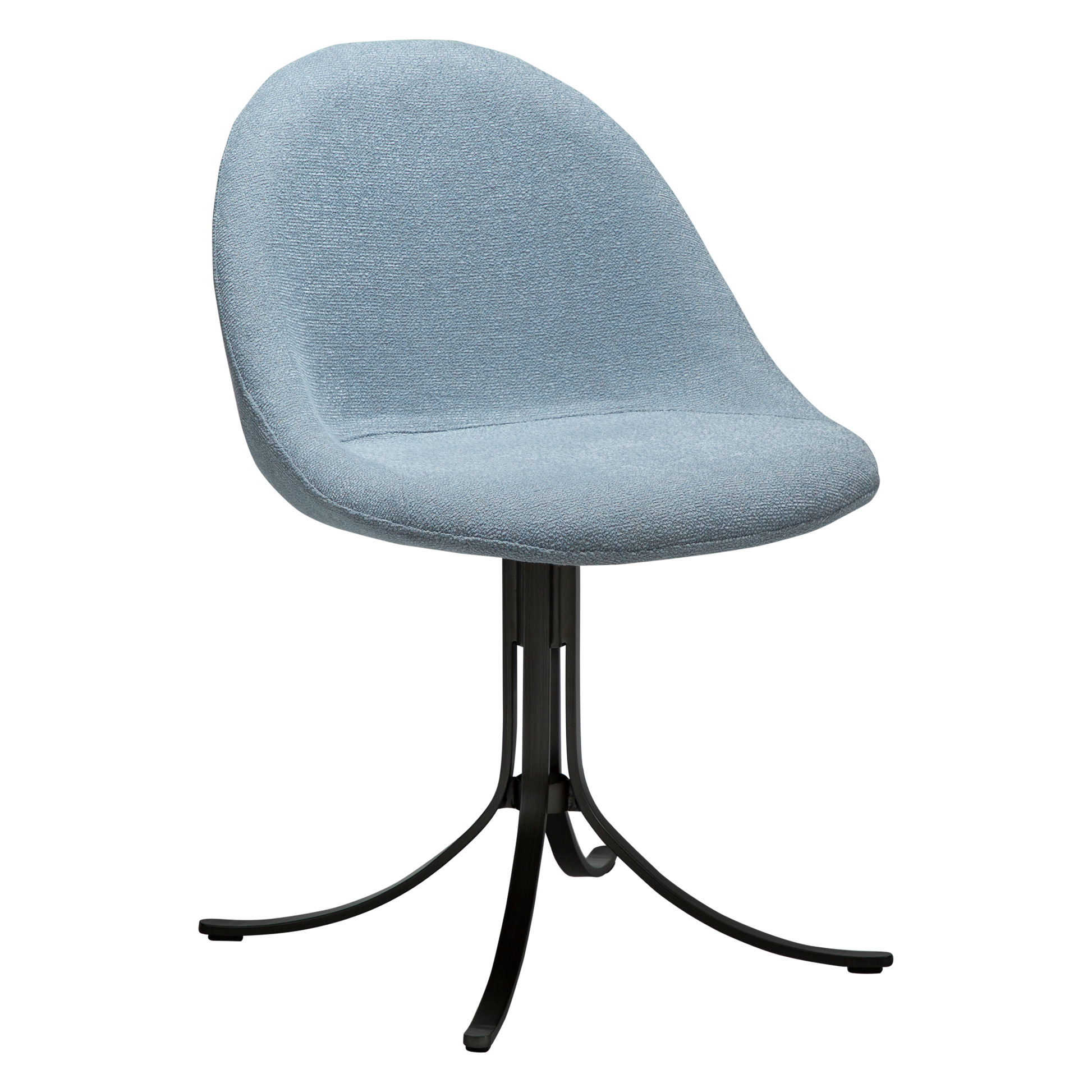 [var:Bezug=Blauer Nebel Bouclé-Stoff mit antiken Zinn-Drehfüßen] DOLO Stuhl