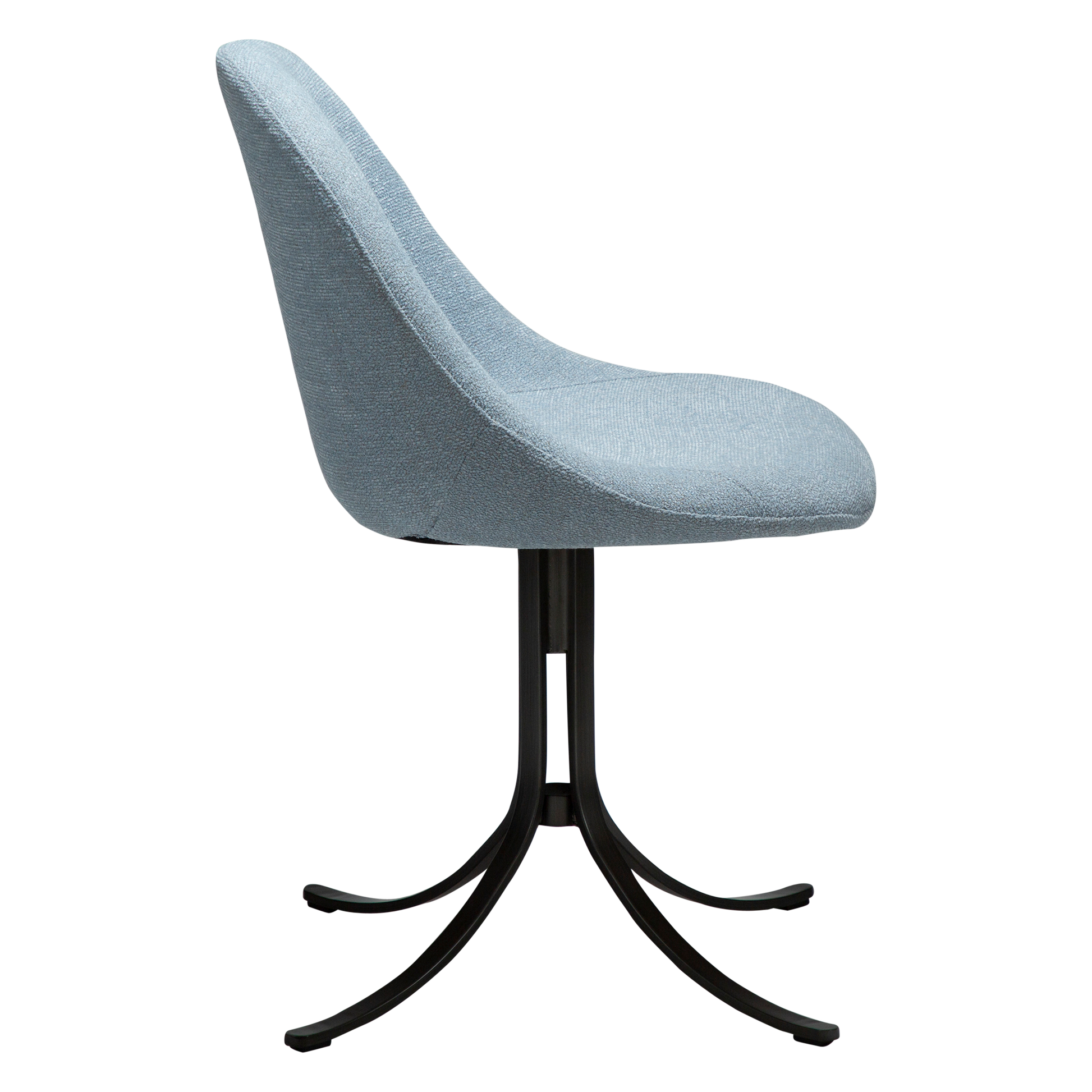 [var:Bezug=Blauer Nebel Bouclé-Stoff mit antiken Zinn-Drehfüßen] DOLO Stuhl