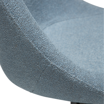 [var:Bezug=Blauer Nebel Bouclé-Stoff mit antiken Zinn-Drehfüßen] DOLO Stuhl