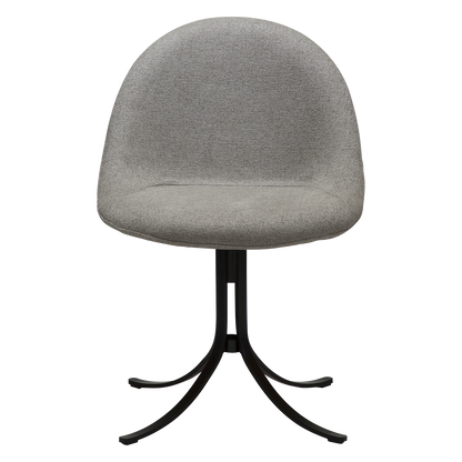 [var:Bezug=Kiesel-Erde Bouclé-Stoff mit schwarzen Schwenkbeinen] DOLO Stuhl