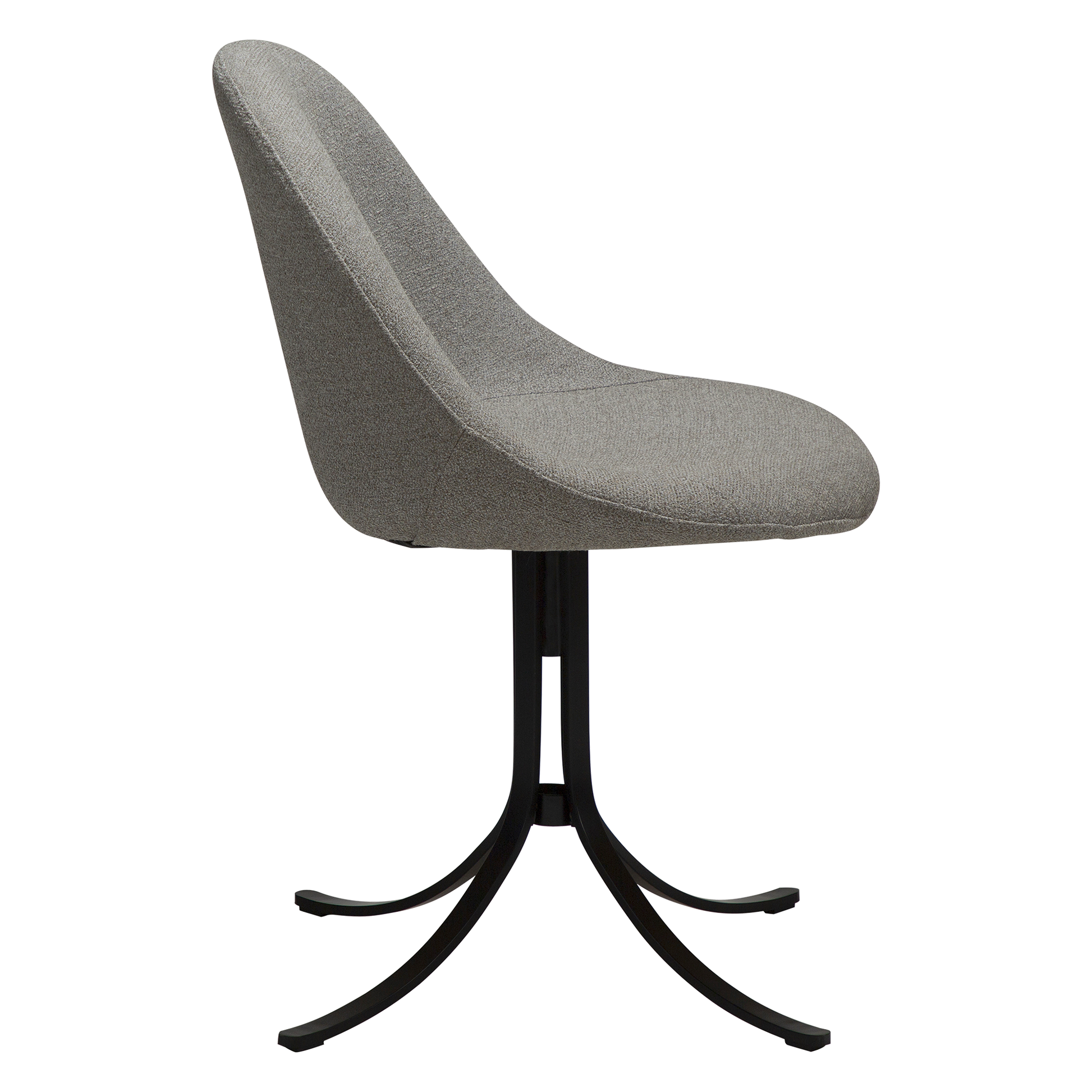 [var:Bezug=Kiesel-Erde Bouclé-Stoff mit schwarzen Schwenkbeinen] DOLO Stuhl