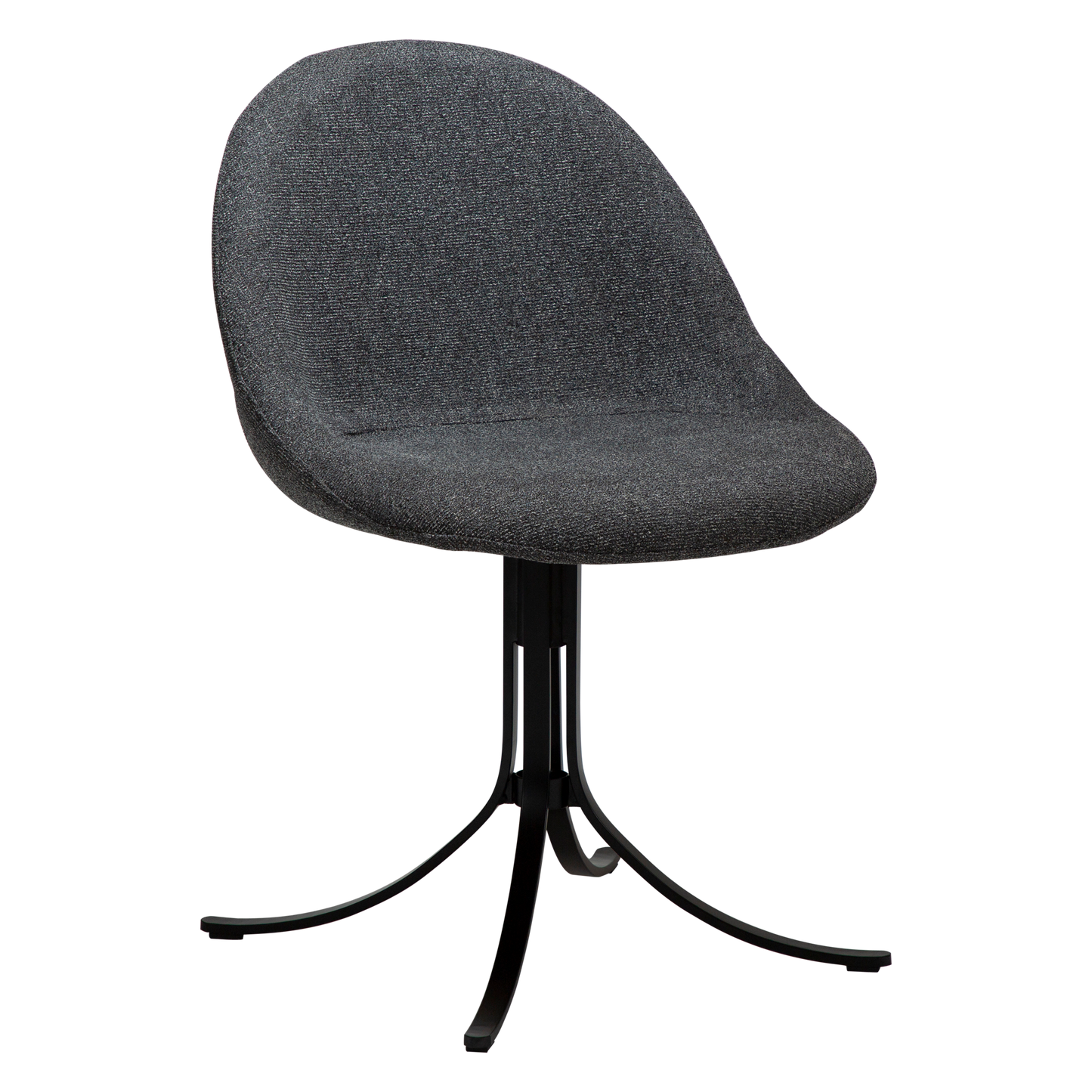 [var:Bezug=Kieselgrauer Bouclé-Stoff mit schwarzen Drehbeinen] DOLO Stuhl