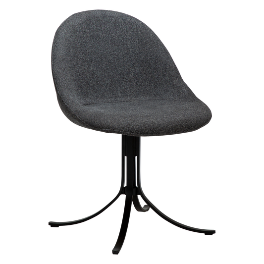 [var:Bezug=Kieselgrauer Bouclé-Stoff mit schwarzen Drehbeinen] DOLO Stuhl