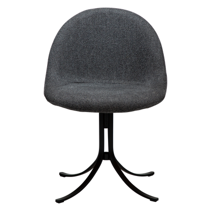 [var:Bezug=Kieselgrauer Bouclé-Stoff mit schwarzen Drehbeinen] DOLO Stuhl