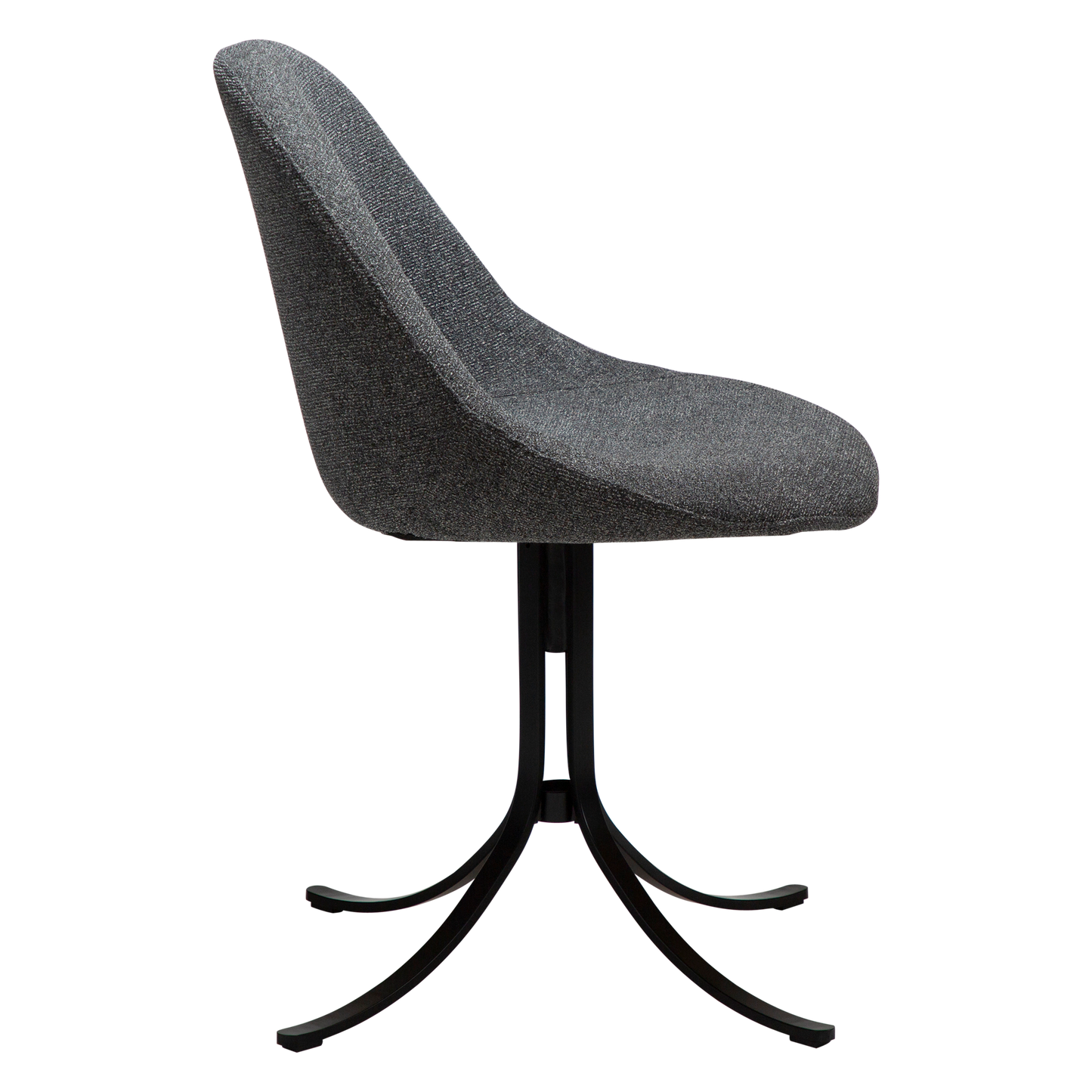 [var:Bezug=Kieselgrauer Bouclé-Stoff mit schwarzen Drehbeinen] DOLO Stuhl
