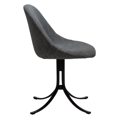 [var:Bezug=Kieselgrauer Bouclé-Stoff mit schwarzen Drehbeinen] DOLO Stuhl