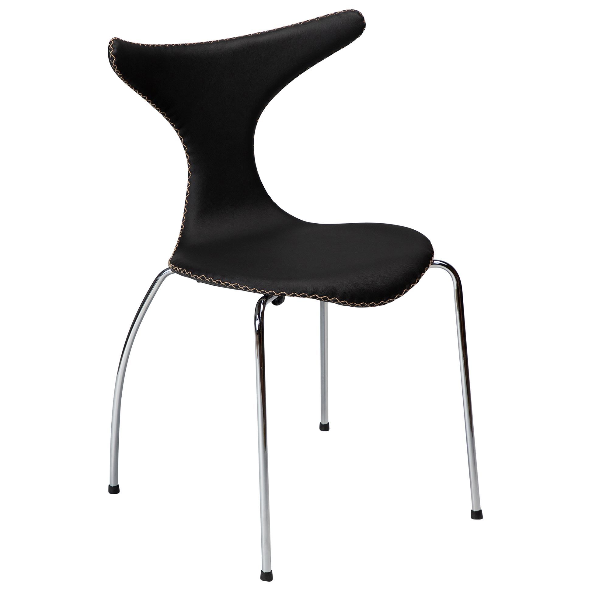 [var:Bezug=Schwarzes Leder mit verchromten Beinen] DOLPHIN Stuhl
