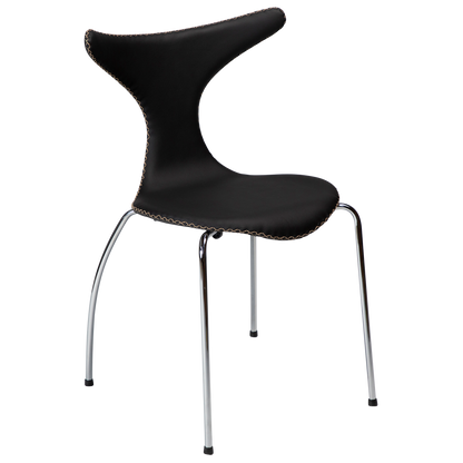 [var:Bezug=Schwarzes Leder mit verchromten Beinen] DOLPHIN Stuhl