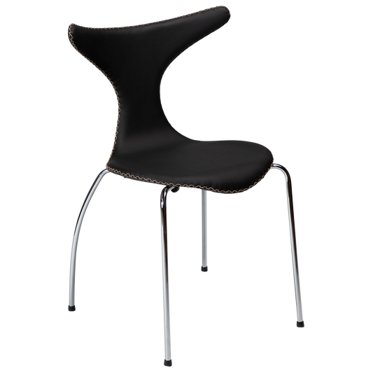 [var:Bezug=Schwarzes Leder mit verchromten Beinen] DOLPHIN Stuhl