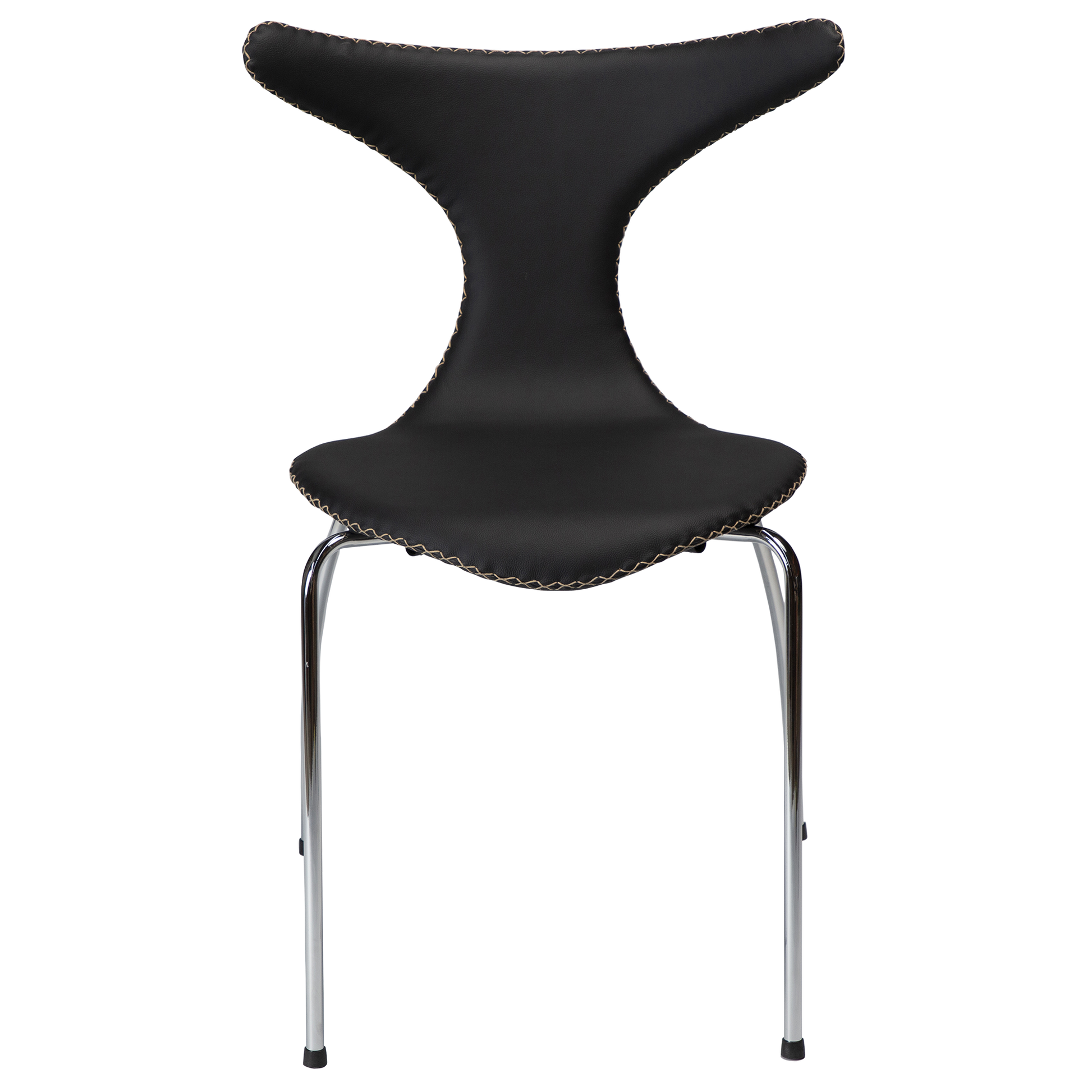 [var:Bezug=Schwarzes Leder mit verchromten Beinen] DOLPHIN Stuhl