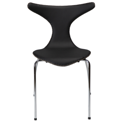 [var:Bezug=Schwarzes Leder mit verchromten Beinen] DOLPHIN Stuhl