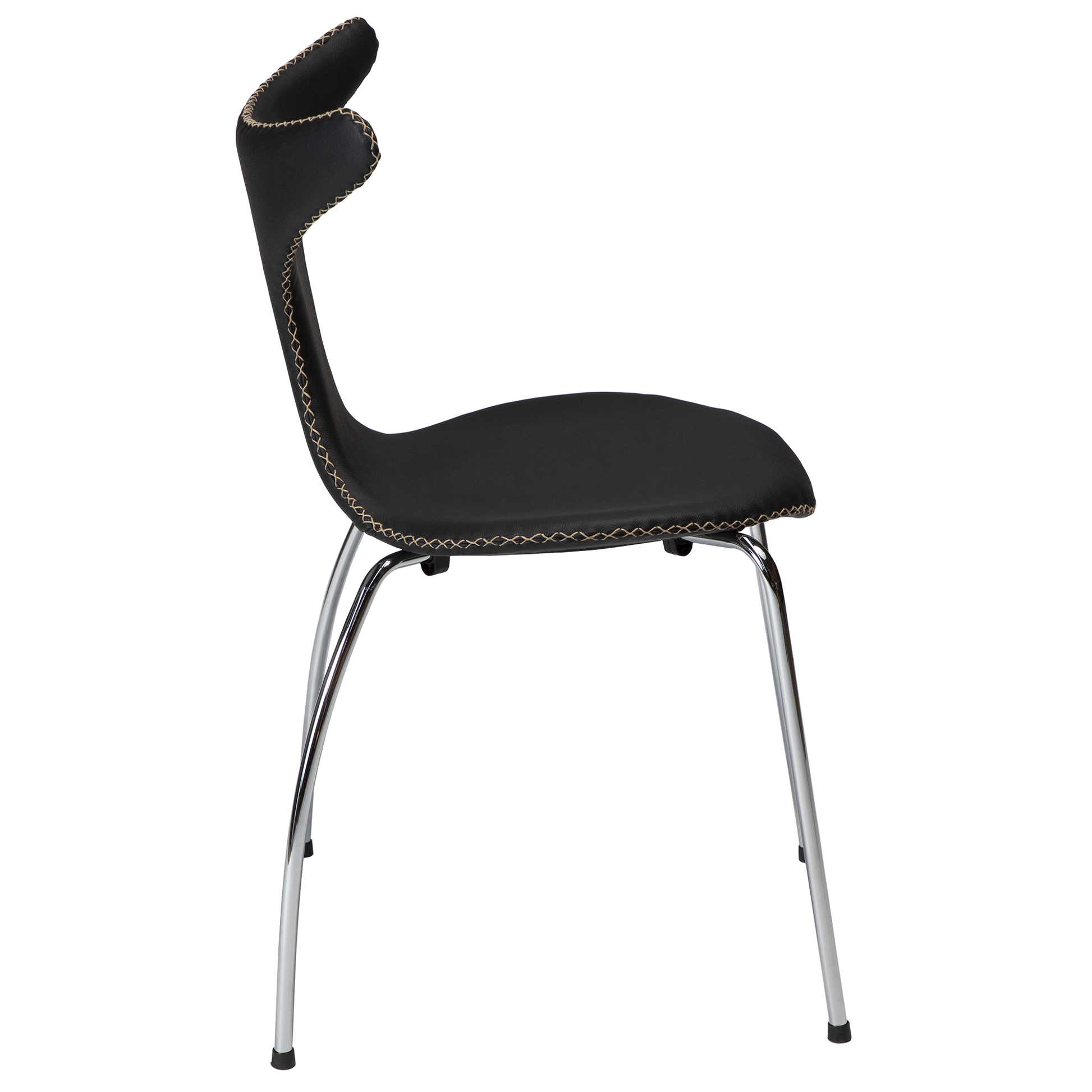 [var:Bezug=Schwarzes Leder mit verchromten Beinen] DOLPHIN Stuhl