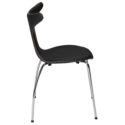 [var:Bezug=Schwarzes Leder mit verchromten Beinen] DOLPHIN Stuhl