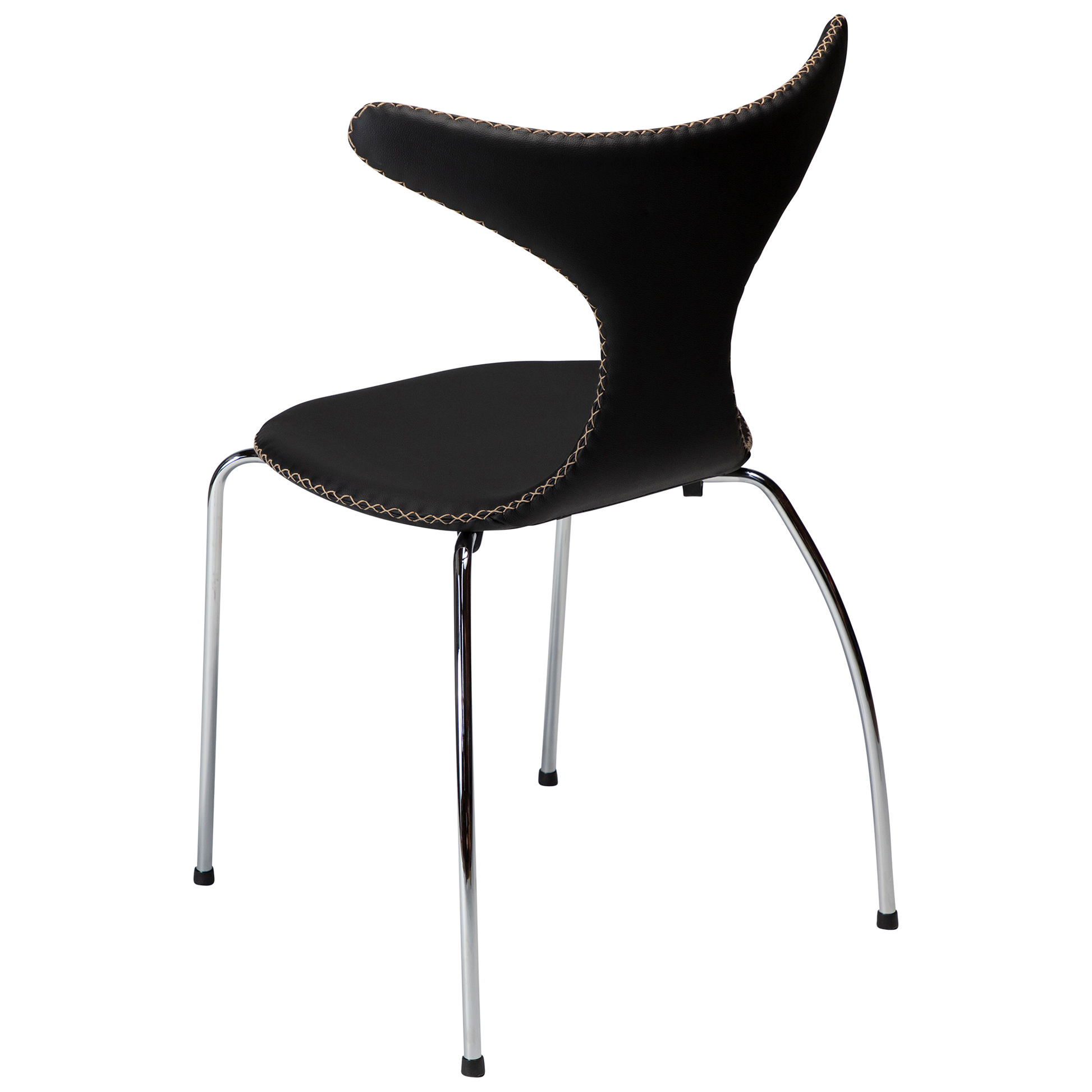 [var:Bezug=Schwarzes Leder mit verchromten Beinen] DOLPHIN Stuhl