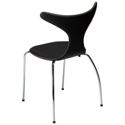 [var:Bezug=Schwarzes Leder mit verchromten Beinen] DOLPHIN Stuhl