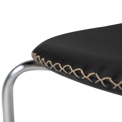 [var:Bezug=Schwarzes Leder mit verchromten Beinen] DOLPHIN Stuhl