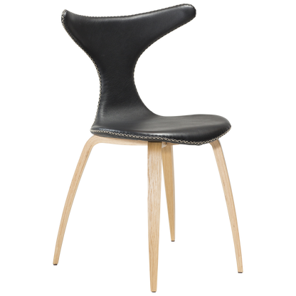 [var:Bezug=Schwarzes Leder mit Eichenbeinen] DOLPHIN Stuhl