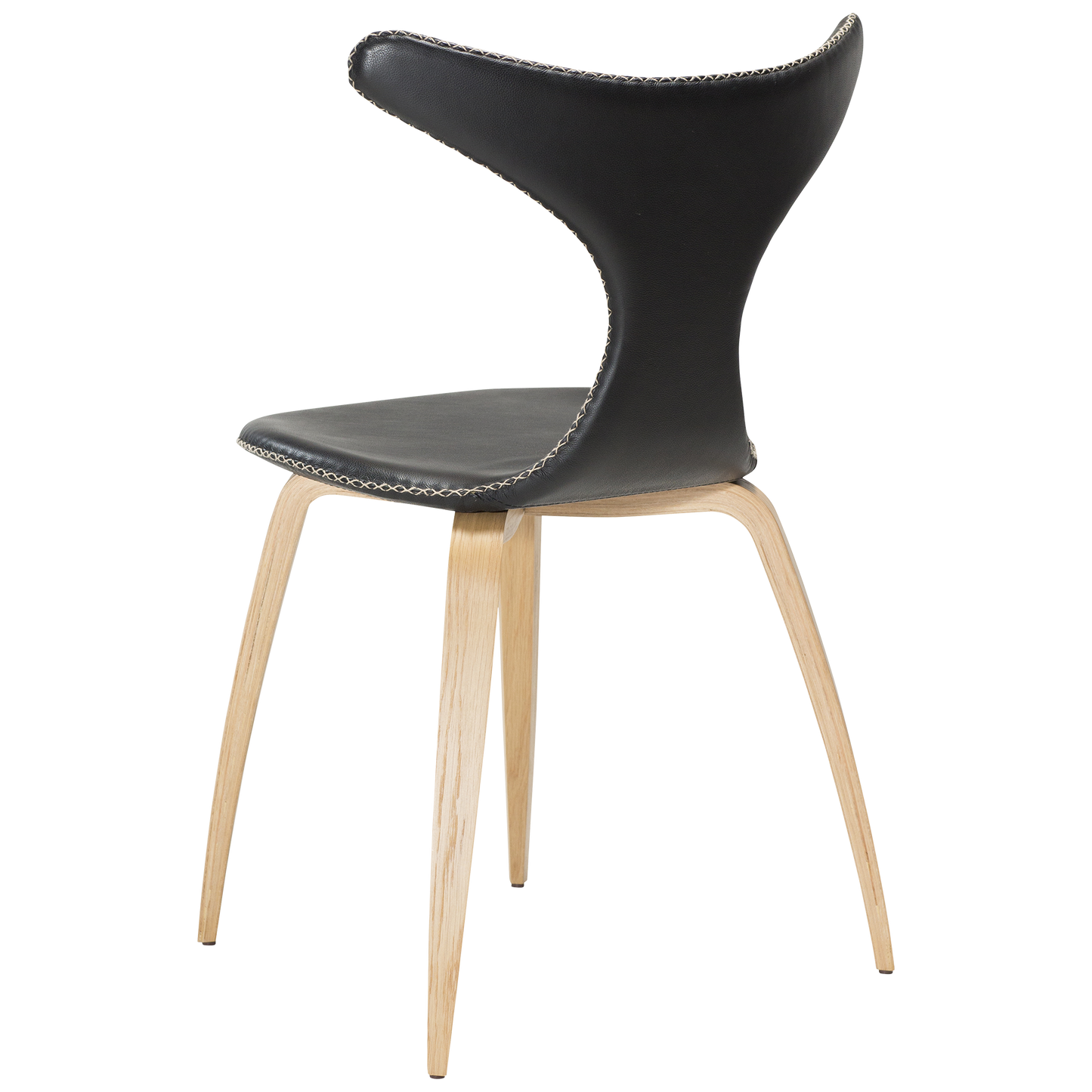 [var:Bezug=Schwarzes Leder mit Eichenbeinen] DOLPHIN Stuhl