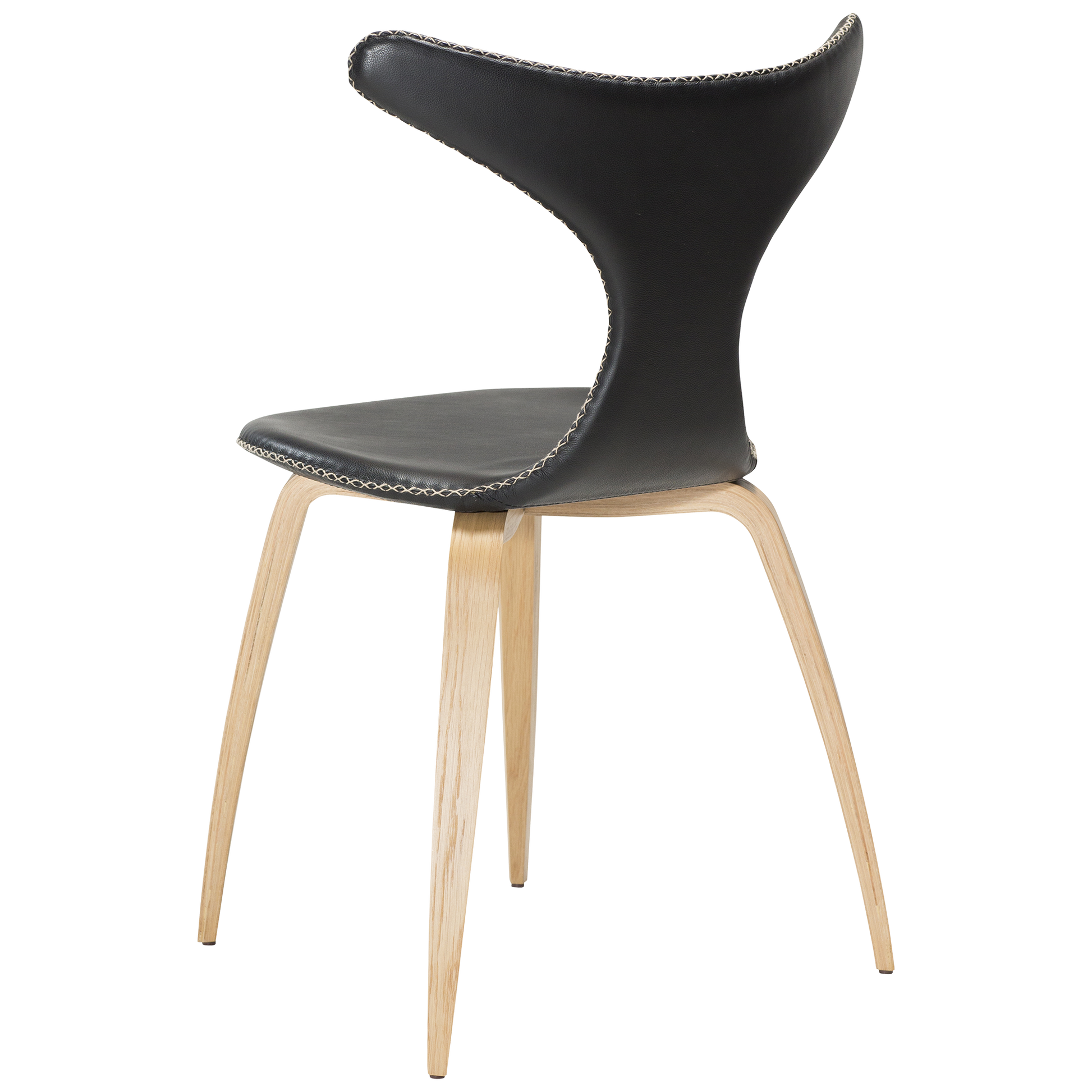 [var:Bezug=Schwarzes Leder mit Eichenbeinen] DOLPHIN Stuhl