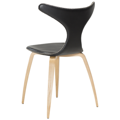 [var:Bezug=Schwarzes Leder mit Eichenbeinen] DOLPHIN Stuhl