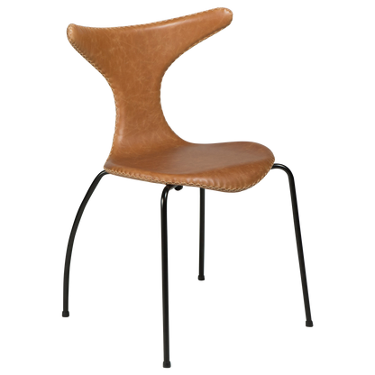 [var:Bezug=Hellbraunes Leder mit schwarzen Beinen] DOLPHIN Stuhl
