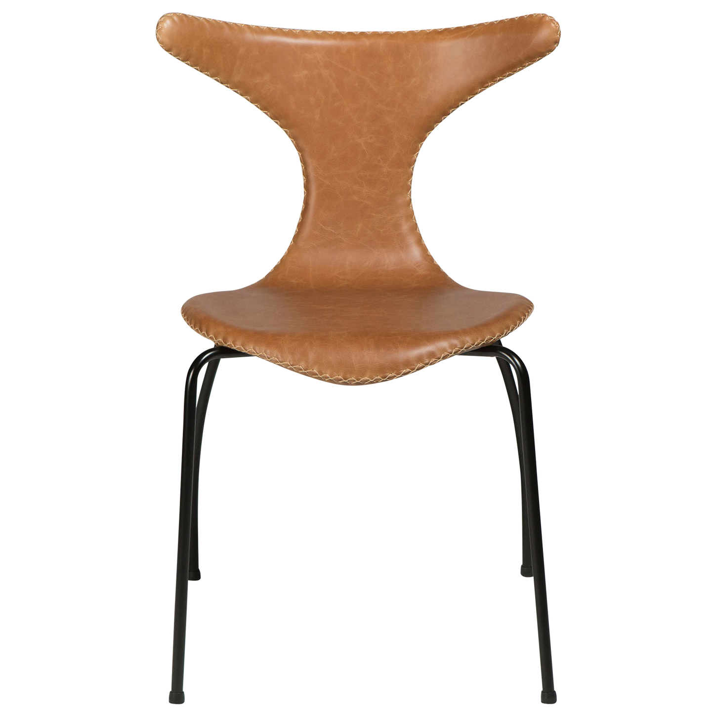 [var:Bezug=Hellbraunes Leder mit schwarzen Beinen] DOLPHIN Stuhl