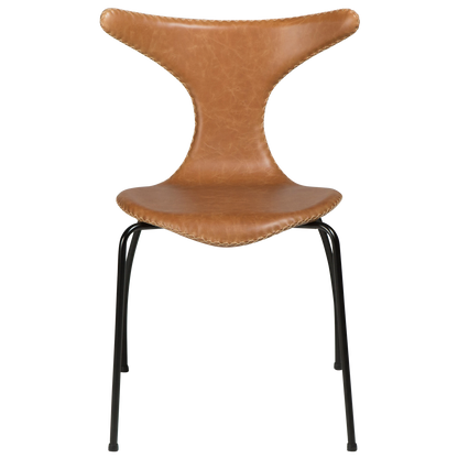 [var:Bezug=Hellbraunes Leder mit schwarzen Beinen] DOLPHIN Stuhl