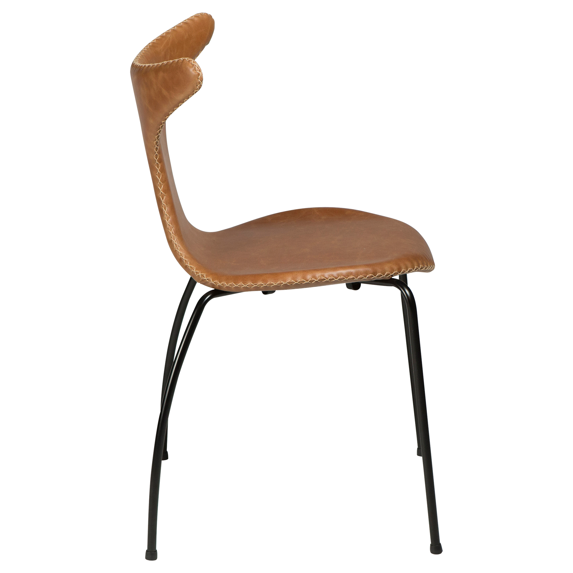 [var:Bezug=Hellbraunes Leder mit schwarzen Beinen] DOLPHIN Stuhl