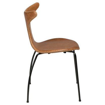 [var:Bezug=Hellbraunes Leder mit schwarzen Beinen] DOLPHIN Stuhl
